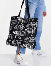 Load image into Gallery viewer, Cotton Shopper Bag In Abstract Print - Black
