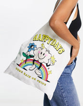 Load image into Gallery viewer, Cotton Tote Bag With Happy Days Print In Natural
