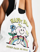 Load image into Gallery viewer, Cotton Tote Bag With Happy Days Print In Natural
