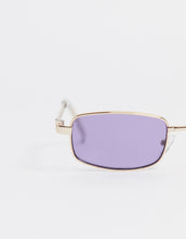 Load image into Gallery viewer, Men&#39;s Rectangle Sunglasses In Gold With Purple Lens
