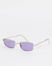 Load image into Gallery viewer, Men&#39;s Rectangle Sunglasses In Gold With Purple Lens
