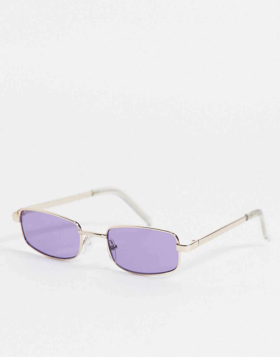 Men's Rectangle Sunglasses In Gold With Purple Lens