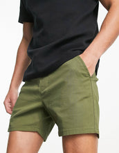 Load image into Gallery viewer, Men&#39;s Skinny Chino Shorts In Shorter Length In Khaki - Khaki
