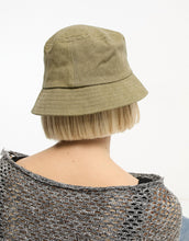 Load image into Gallery viewer, Washed Canvas 90S Sun Motif Bucket Hat In Washed Khaki
