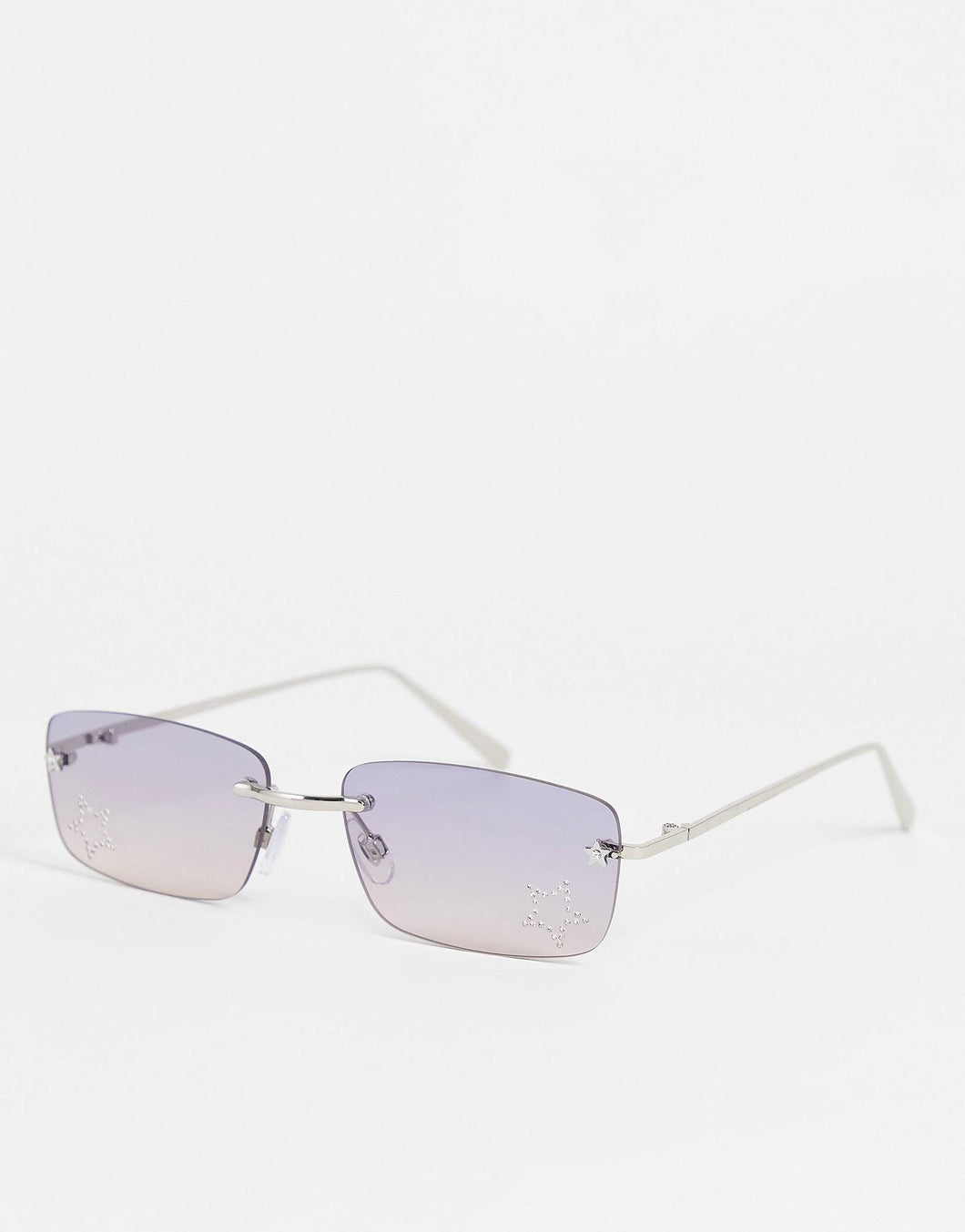 Women's Rimless Square Sunglasses With Grey Smoked Lens