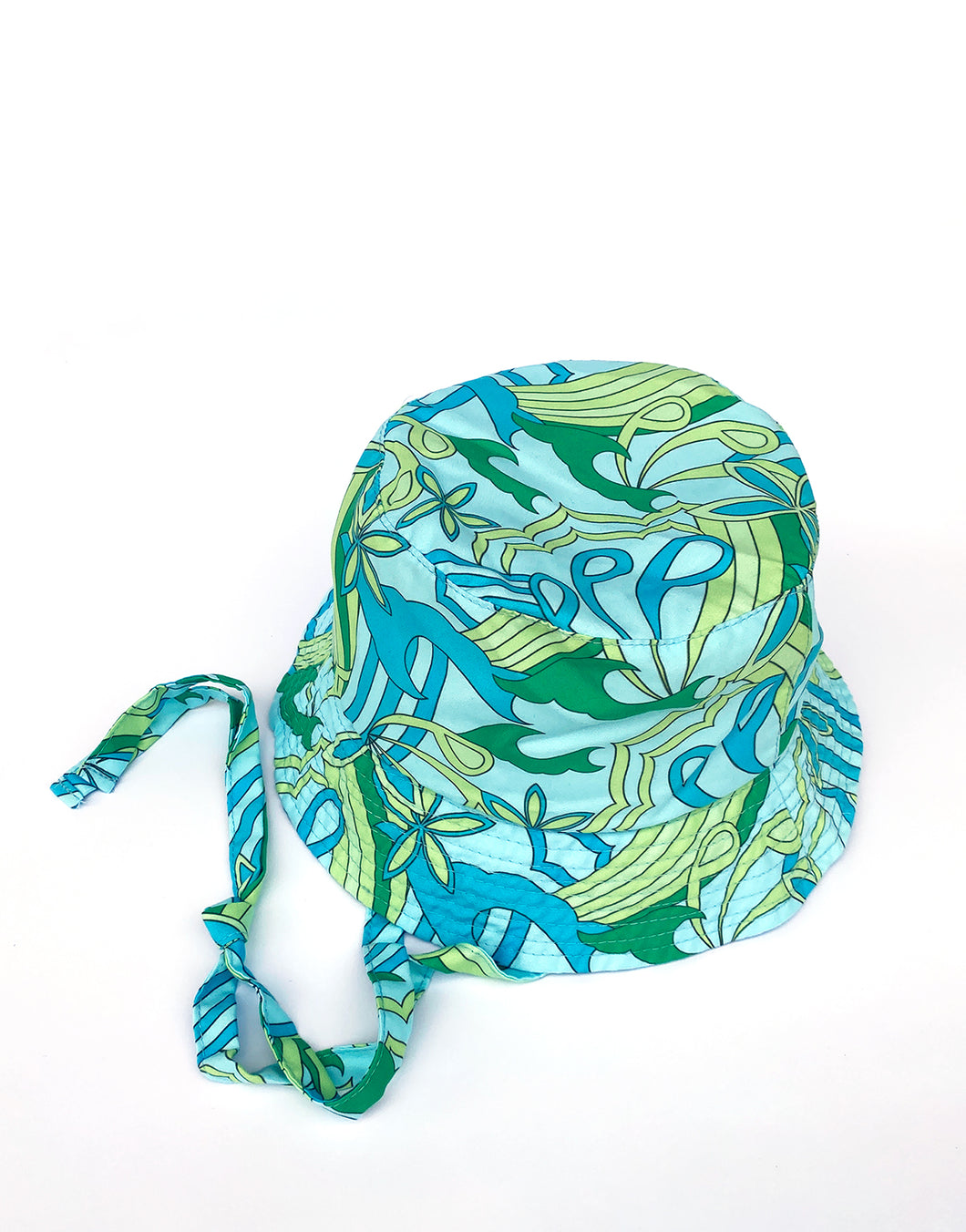 Retro Flower Print Bucket Hat In Green