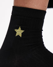 Load image into Gallery viewer, Star Embroidery Sock In Black
