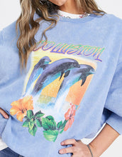 Load image into Gallery viewer, Unisex Sweatshirt With Dolphin Print In Blue Acid Wash
